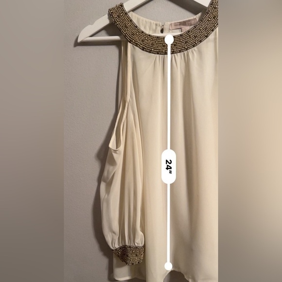 Forever 21 - COLD SHOULDER SEQUINS DETAIL CHIFFON TOP sheer mesh nude - Picture 10 of 11